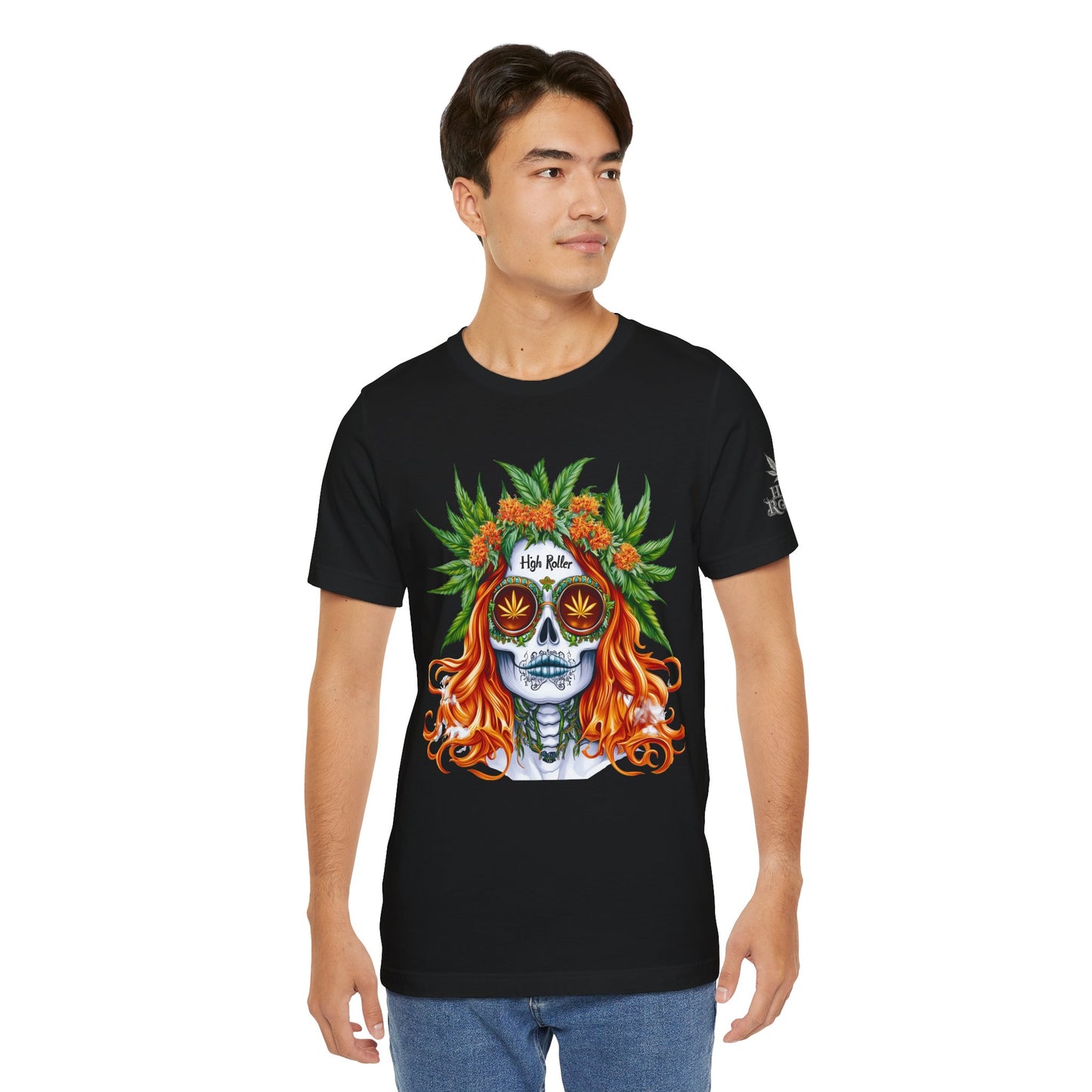 Sugar Skull Cannabis Tee - Day of Dead Art Design | High Roller