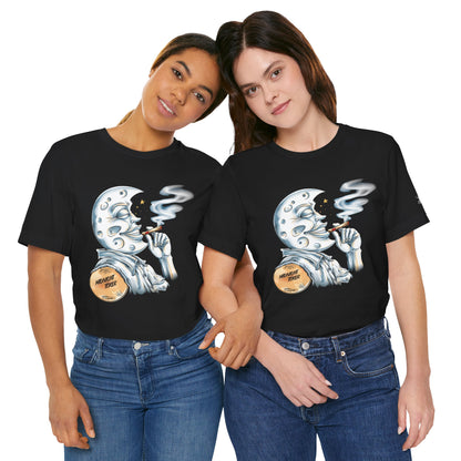 Midnight Toker Moon Tee - Celestial Cannabis Art Design | High Roller