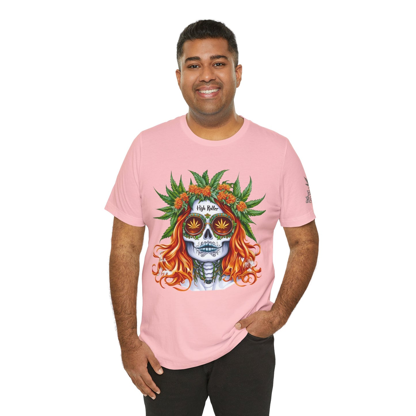 Sugar Skull Cannabis Tee - Day of Dead Art Design | High Roller