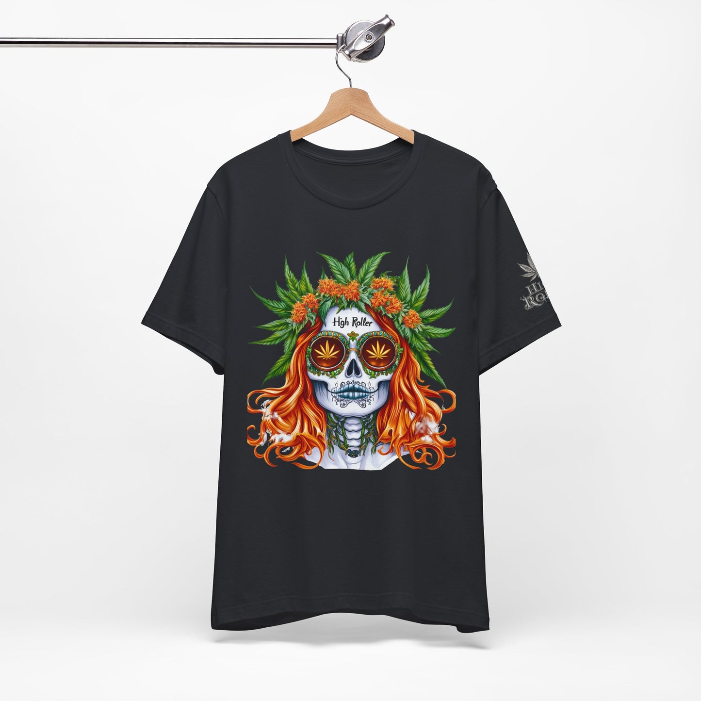 Sugar Skull Goddess Tee - Premium Airlume Cotton Cannabis Culture Day of Dead Art
