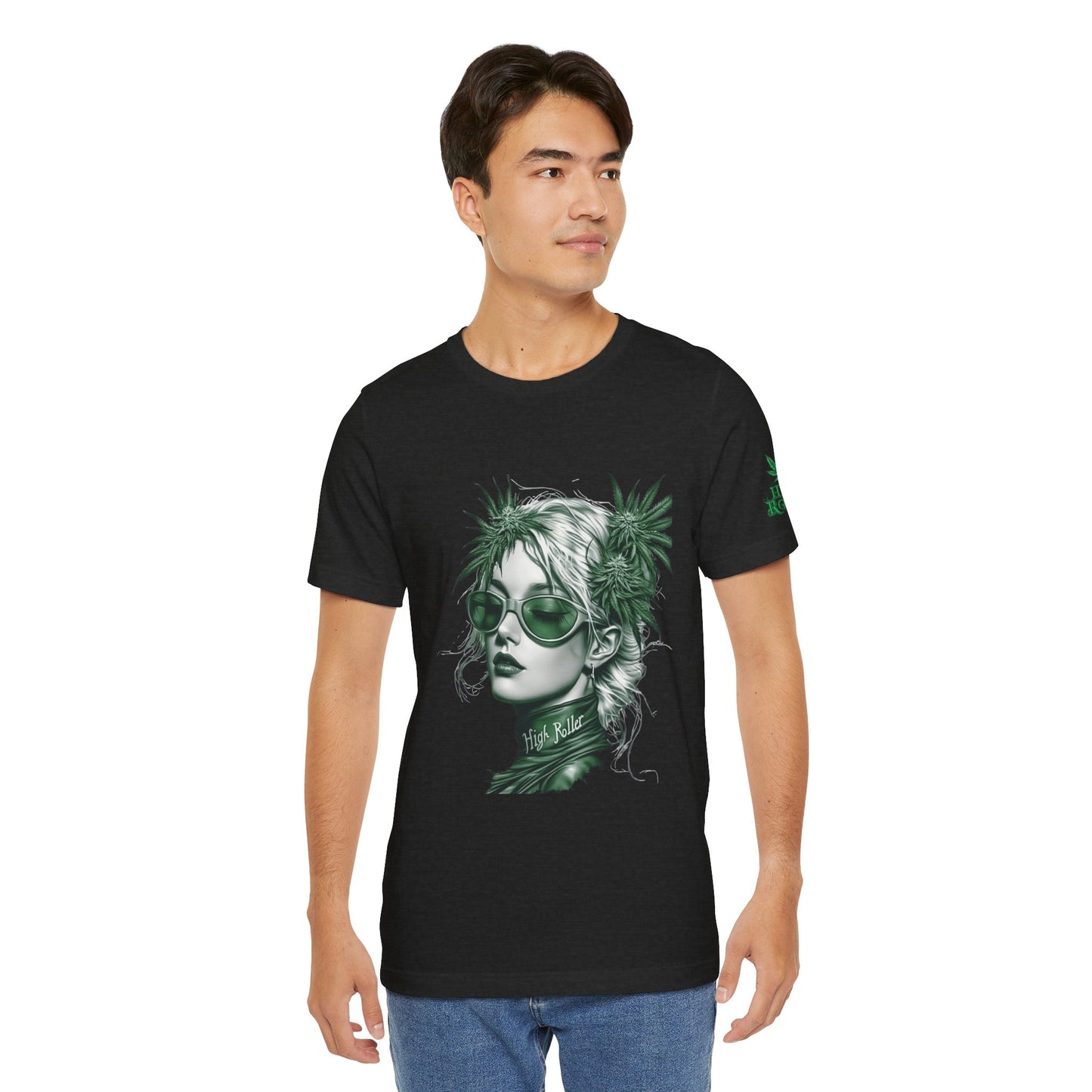 Green Queen T-Shirt - Premium Airlume Cotton Cannabis Crown Portrait Art Tee