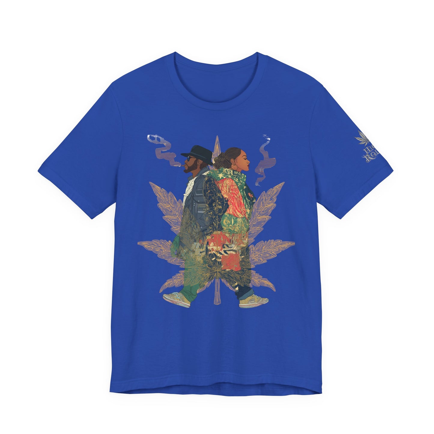 High Roller Back to Back Cannabis T-Shirt - Premium 420 Hip-Hop Duo Golden Leaf Street Culture Partnership Unity Apparel