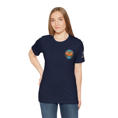 Cannabis Paradise Circle Tee - Tropical Sunset Art Design | High Roller