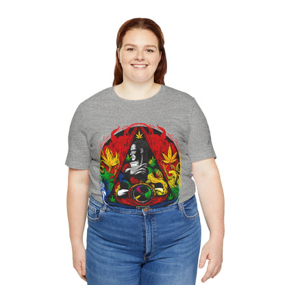 High Roller Sacred Buddha Cannabis T-Shirt - Premium 420 Spiritual Meditation Enlightenment Botanical Artistry Apparel