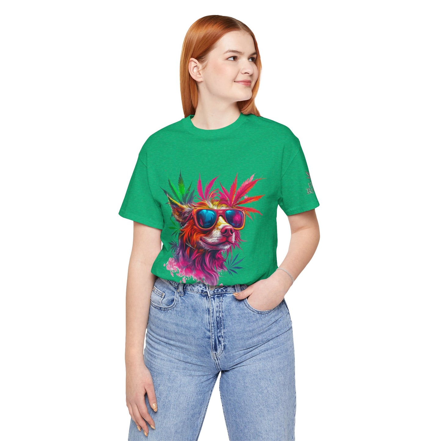 Spectrum Pup Tee - Premium Airlume Cotton Cannabis Culture Psychedelic Dog Art