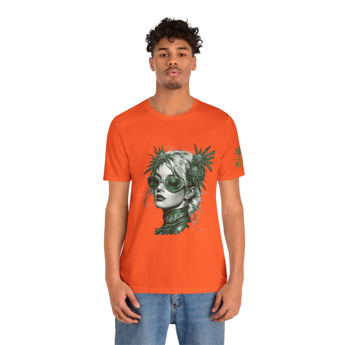 Green Queen T-Shirt - Premium Airlume Cotton Cannabis Crown Portrait Art Tee