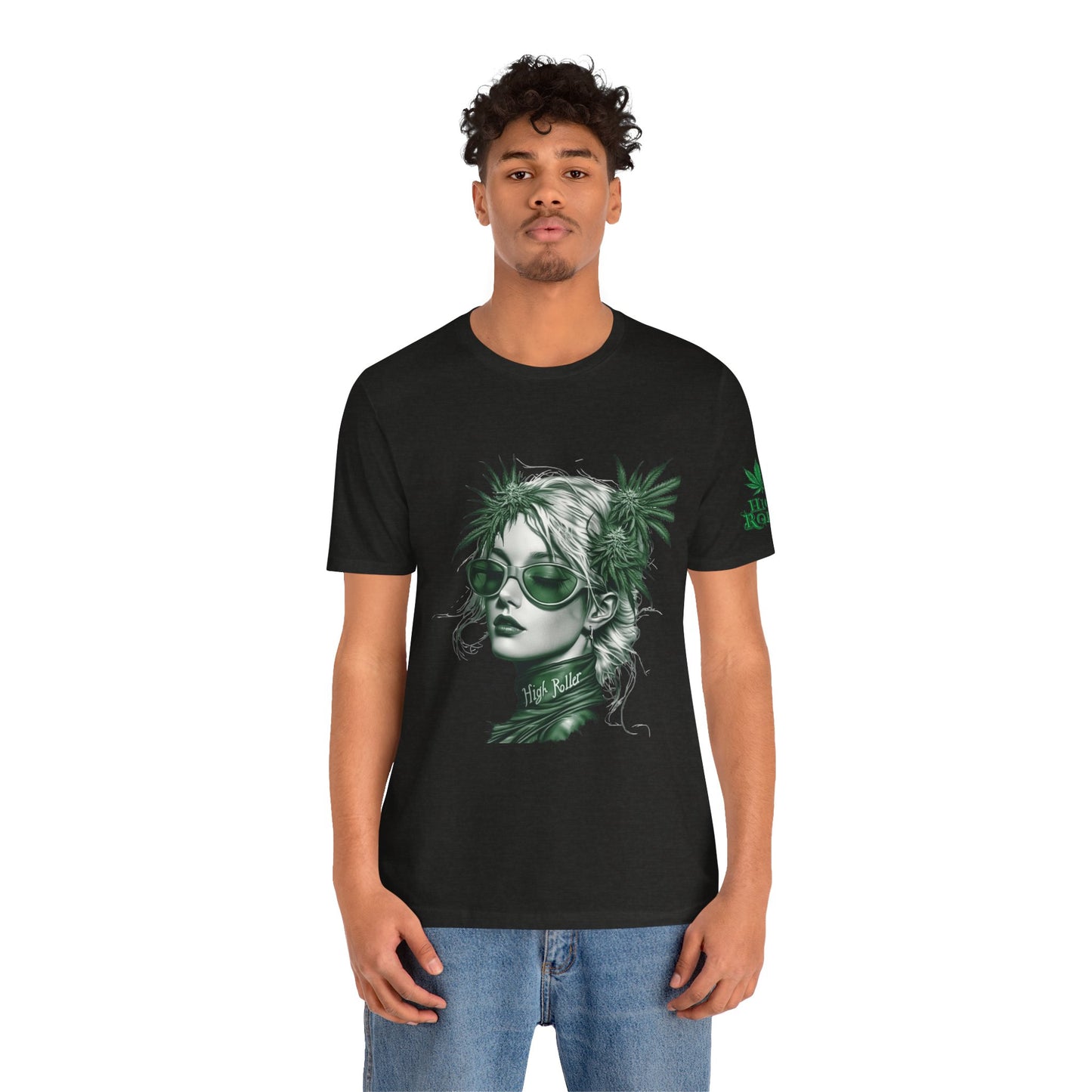Green Queen T-Shirt - Premium Airlume Cotton Cannabis Crown Portrait Art Tee