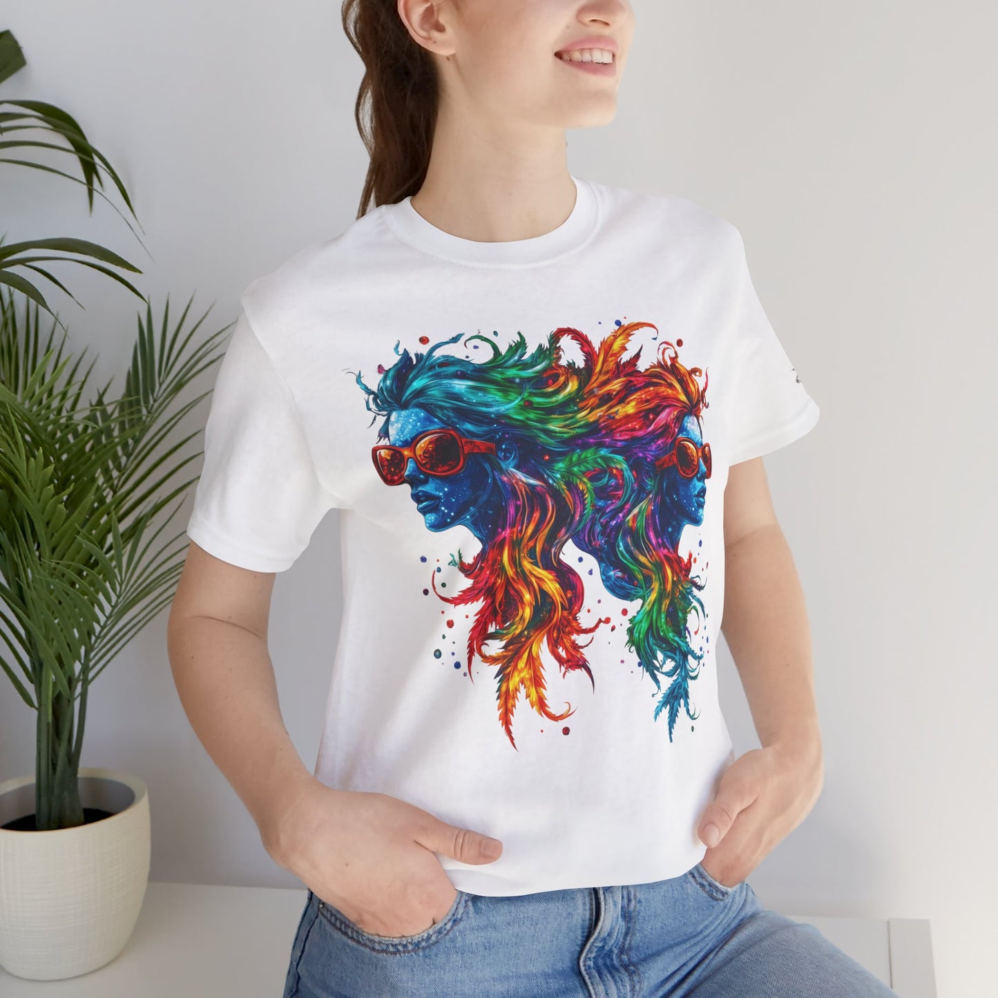 Spectrum Sisters T-Shirt - Premium Airlume Cotton Cannabis Rainbow Psychedelic Art Tee