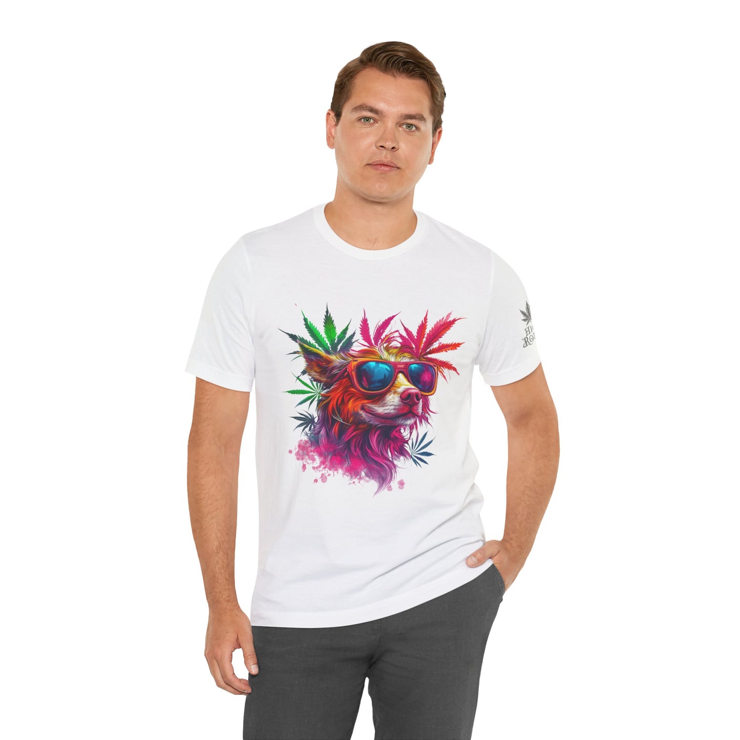 Spectrum Pup Tee - Premium Airlume Cotton Cannabis Culture Psychedelic Dog Art