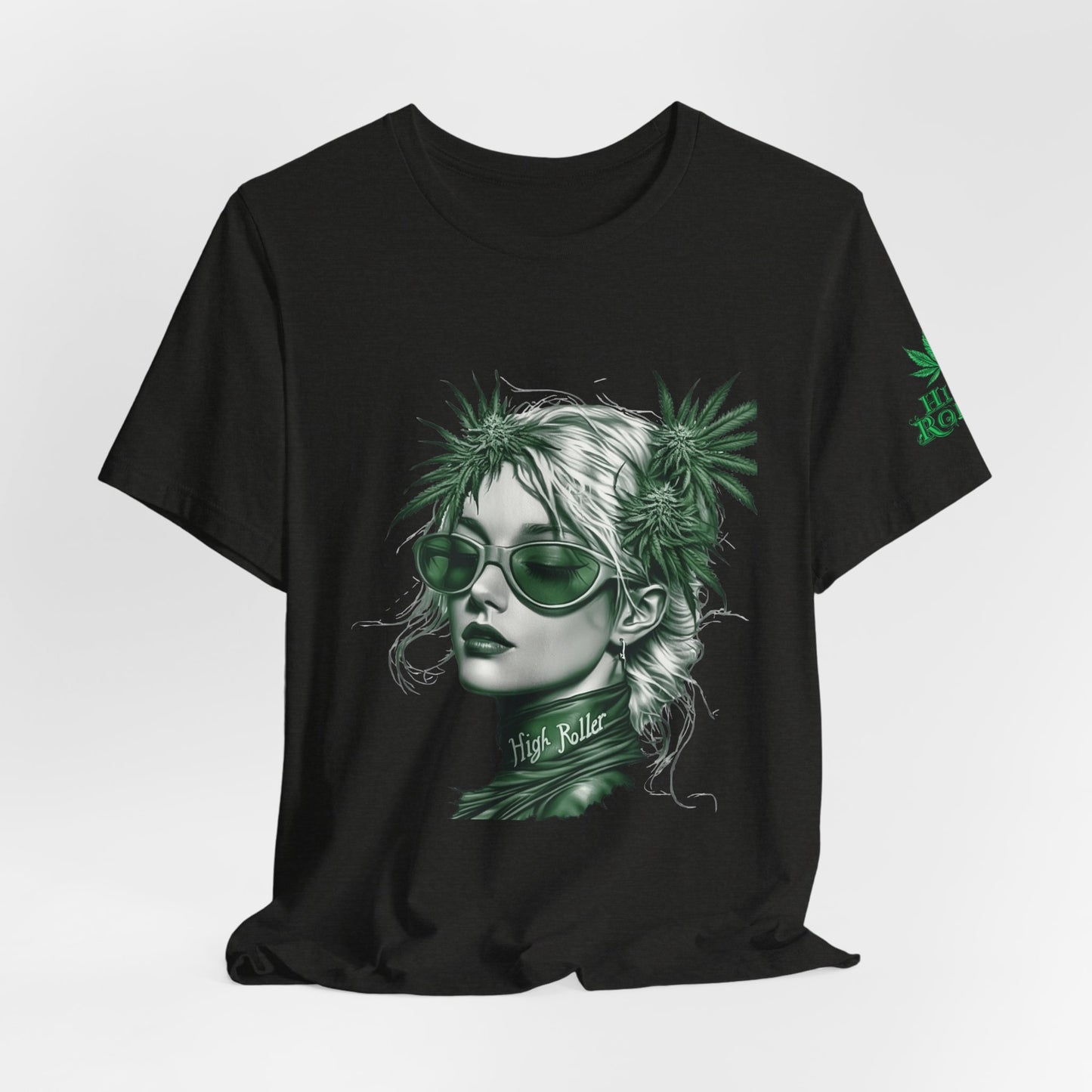 Green Queen T-Shirt - Premium Airlume Cotton Cannabis Crown Portrait Art Tee