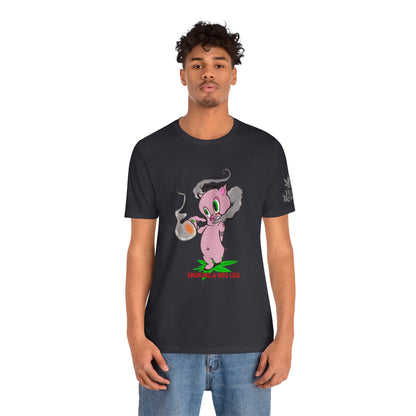 Smoking Hog Leg Pink Pig Tee - Premium Airlume Cotton Cannabis Culture Art