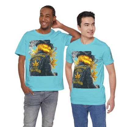 Halloween Witch Rider Cannabis T-Shirt - Premium Spooky 420 Biker Edition Apparel