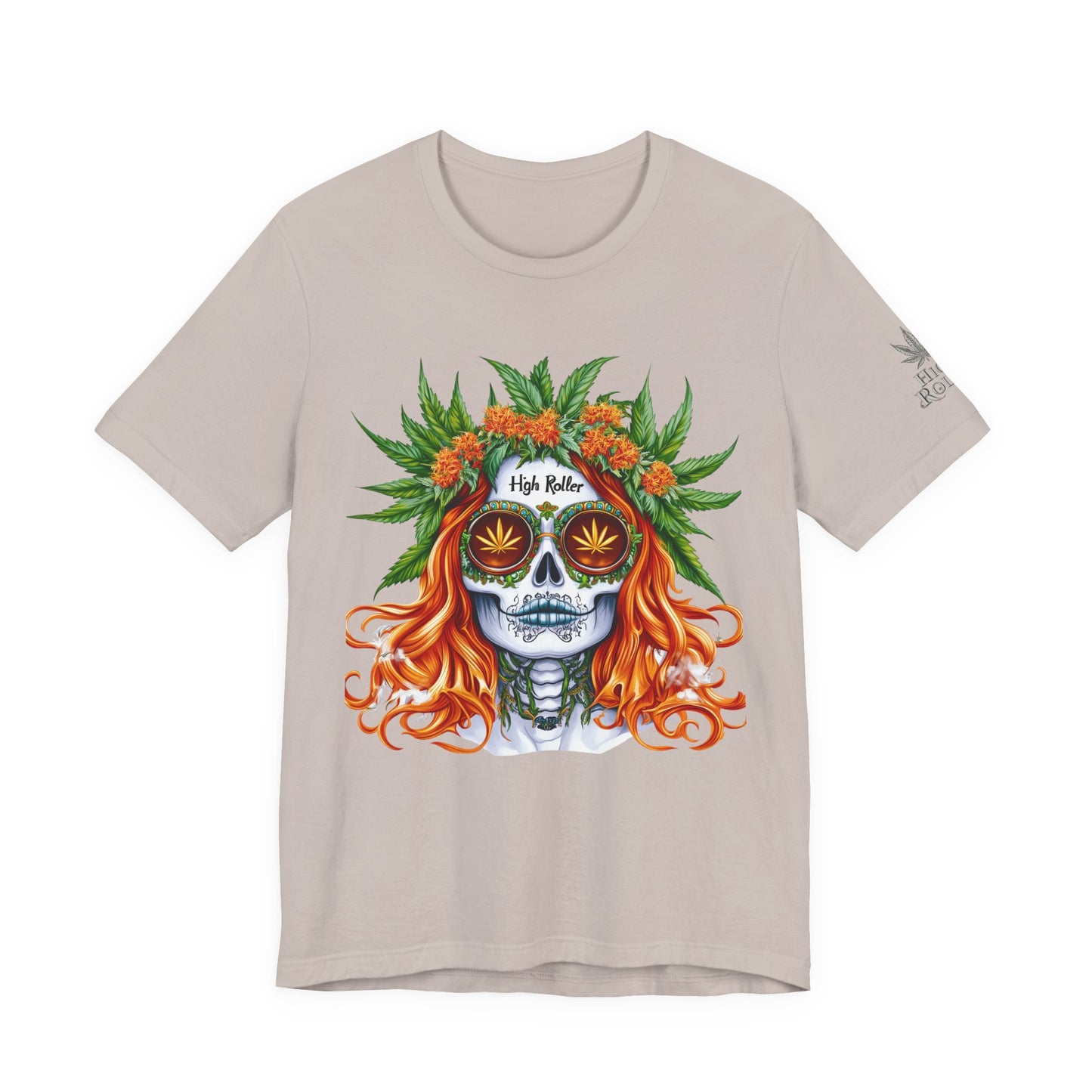 Sugar Skull Cannabis Tee - Day of Dead Art Design | High Roller