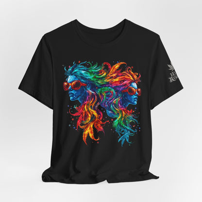Spectrum Sisters T-Shirt - Premium Airlume Cotton Cannabis Rainbow Psychedelic Art Tee