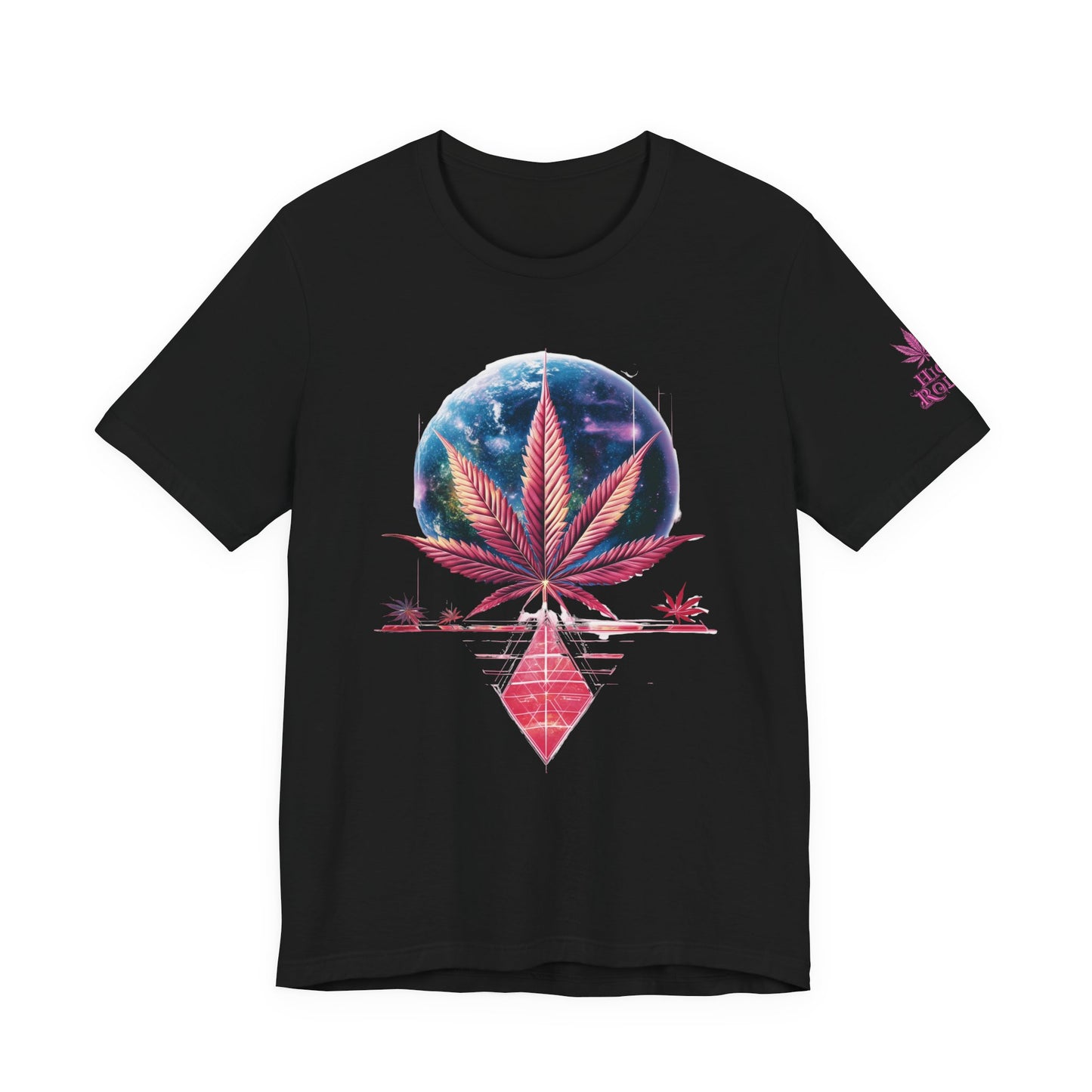 Cosmic Paradise Tee - Premium Airlume Cotton Cannabis Culture Vaporwave Tropical Art