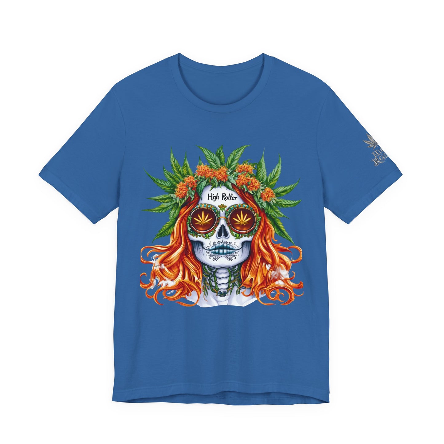 Sugar Skull Goddess Tee - Premium Airlume Cotton Cannabis Culture Day of Dead Art