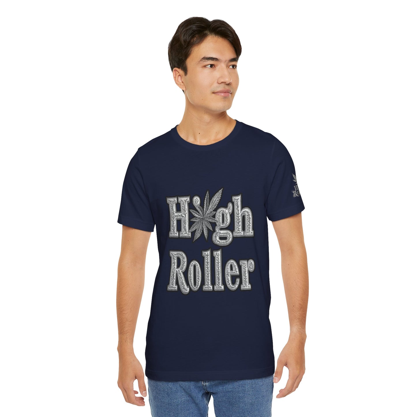 High Roller Classic Tee - Premium Airlume Cotton Cannabis Culture Ornate Typography Art