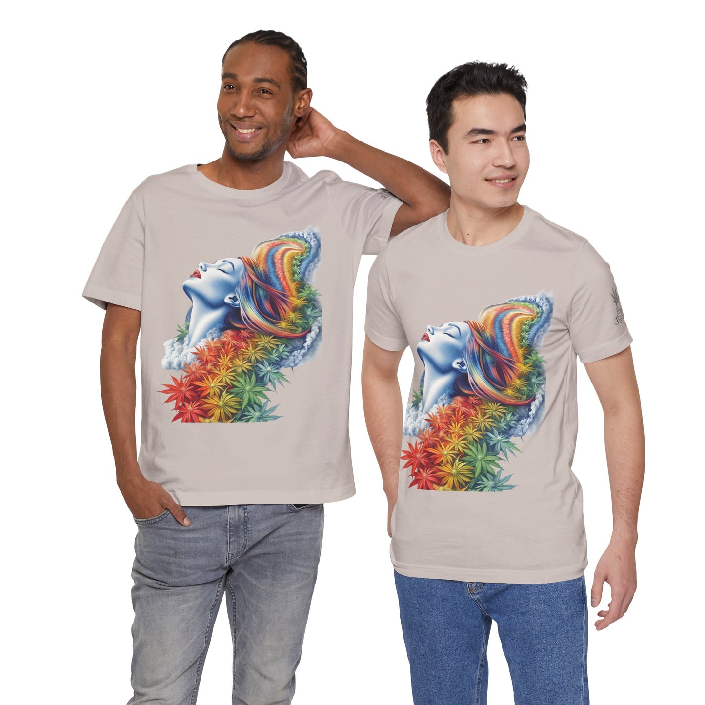 Rainbow Bloom Tee - Premium Airlume Cotton Cannabis Culture Spectrum Goddess Art