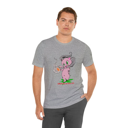 Smoking Hog Leg Pink Pig Tee - Premium Airlume Cotton Cannabis Culture Art