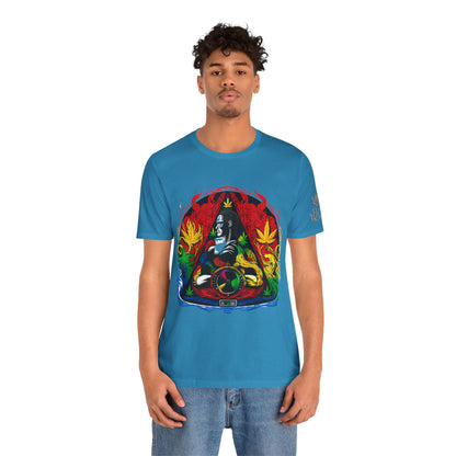 High Roller Sacred Buddha Cannabis T-Shirt - Premium 420 Spiritual Meditation Enlightenment Botanical Artistry Apparel