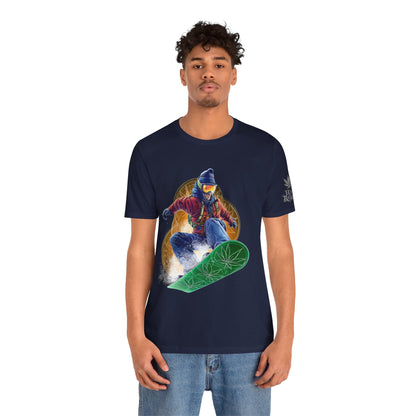 High Roller Snowboard Cannabis T-Shirt - Premium 420 Winter Sports Action Shred Mountain Lifestyle Apparel