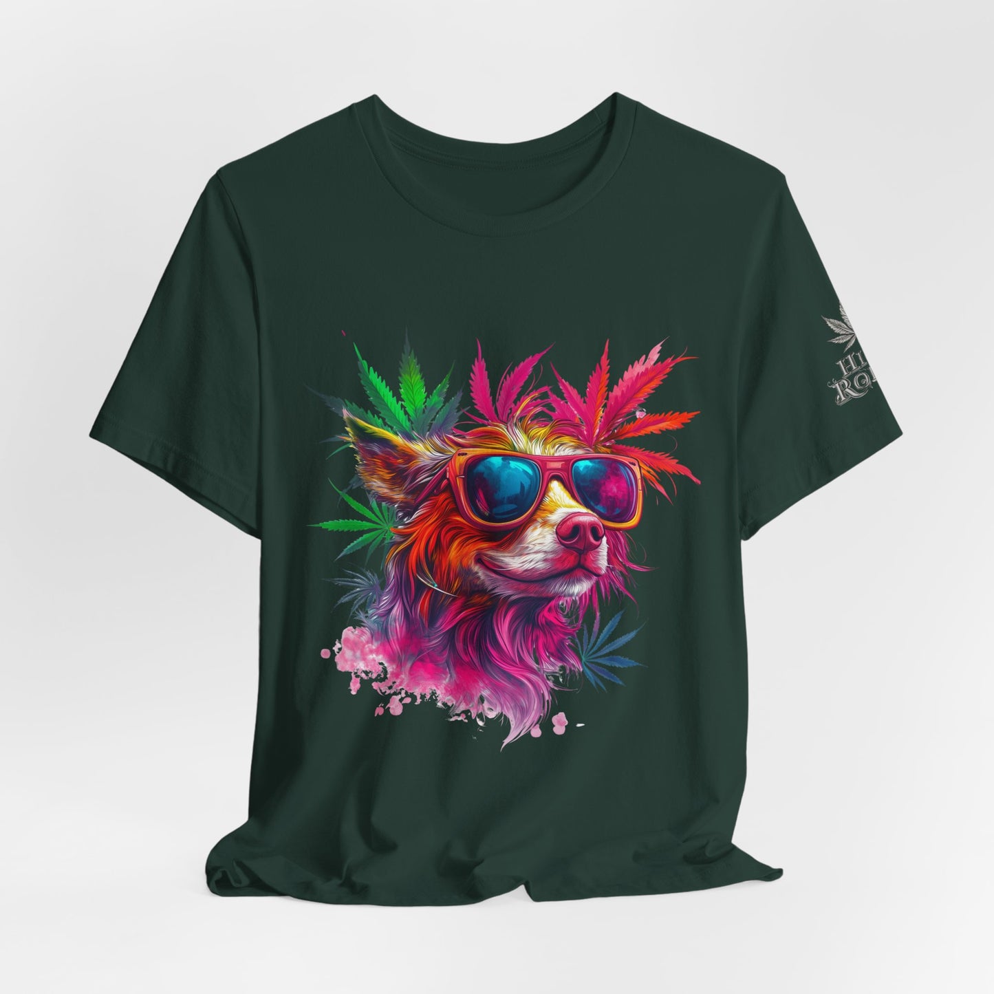 Spectrum Pup Tee - Premium Airlume Cotton Cannabis Culture Psychedelic Dog Art