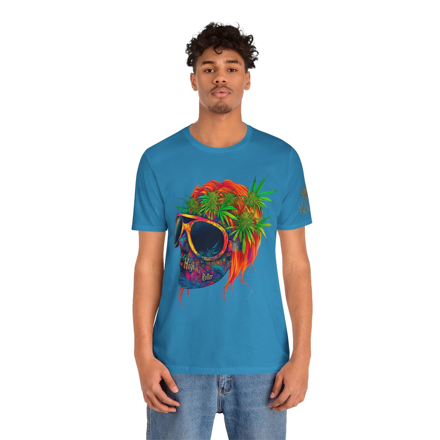 Tropical Cannabis Skull Tee - Paradise Vibes Art Design | High Roller
