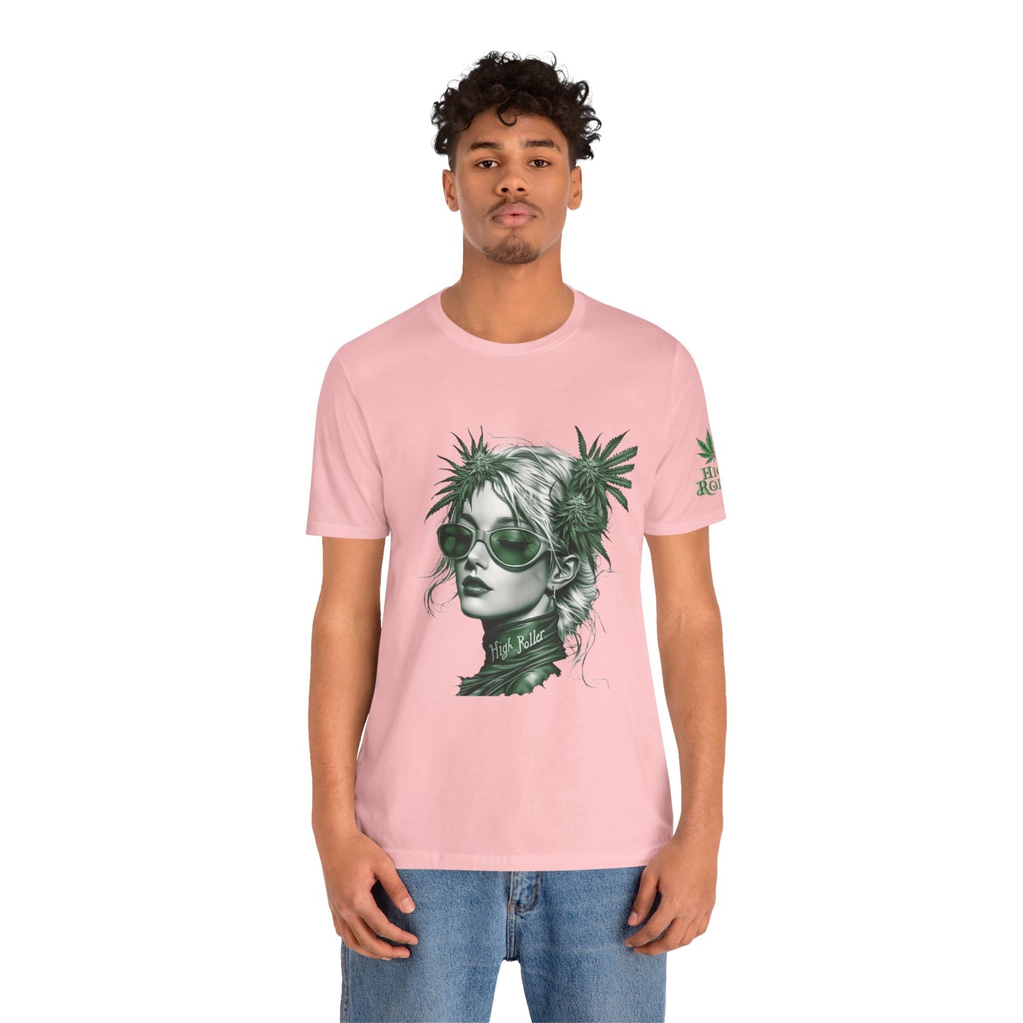 Green Queen T-Shirt - Premium Airlume Cotton Cannabis Crown Portrait Art Tee