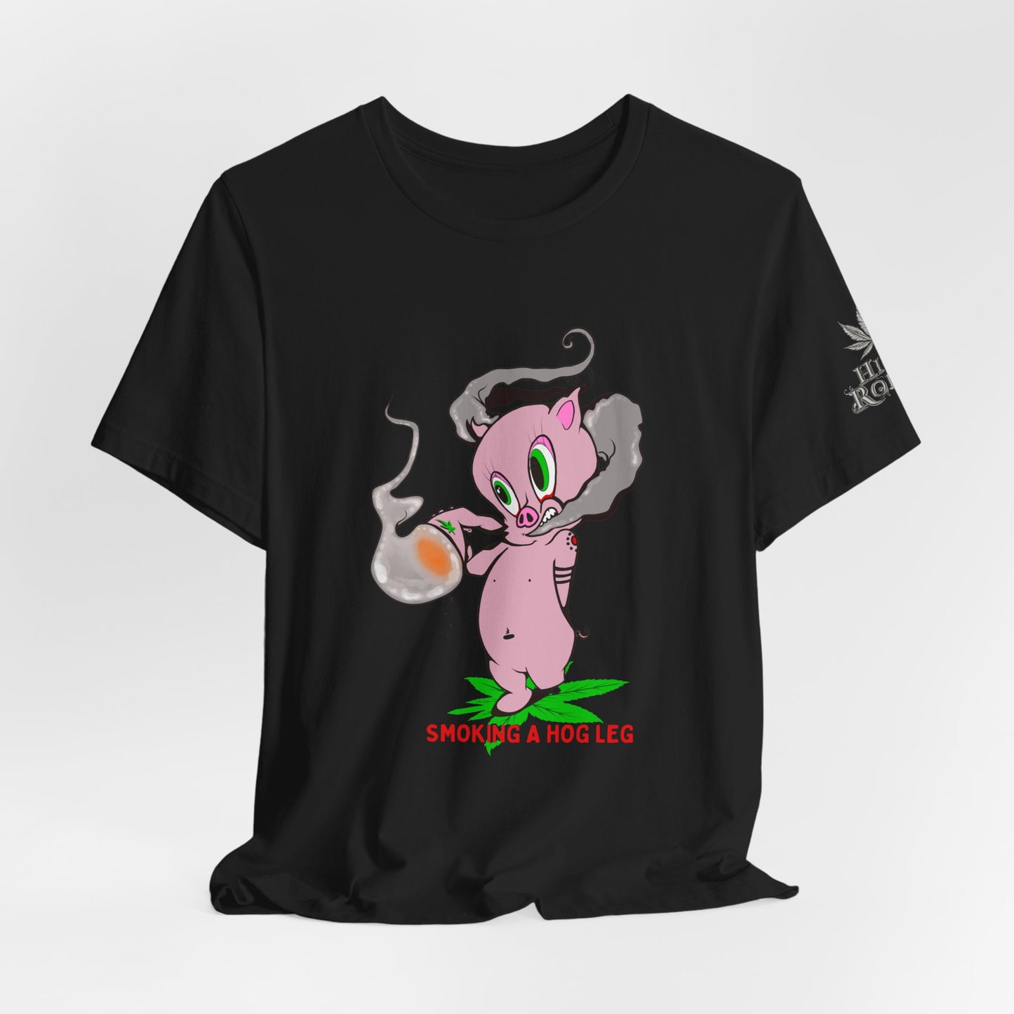 Smoking Hog Leg Pink Pig Tee - Premium Airlume Cotton Cannabis Culture Art