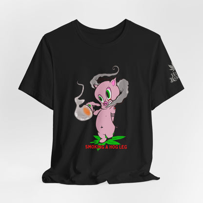 Smoking Hog Leg Pink Pig Tee - Premium Airlume Cotton Cannabis Culture Art
