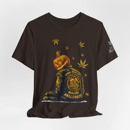 Pumpkin Head HIGH ROLLER Halloween T-Shirt - Premium Cannabis Culture Apparel