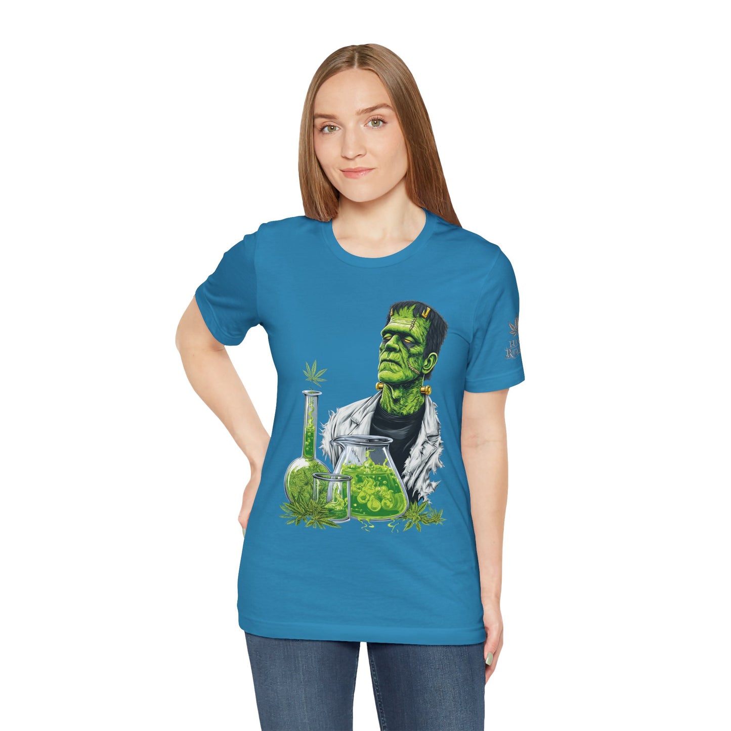 Frankenstein's Laboratory HIGH ROLLER Halloween Cannabis T-Shirt - Premium Monster Scientist 420 Experiment Apparel