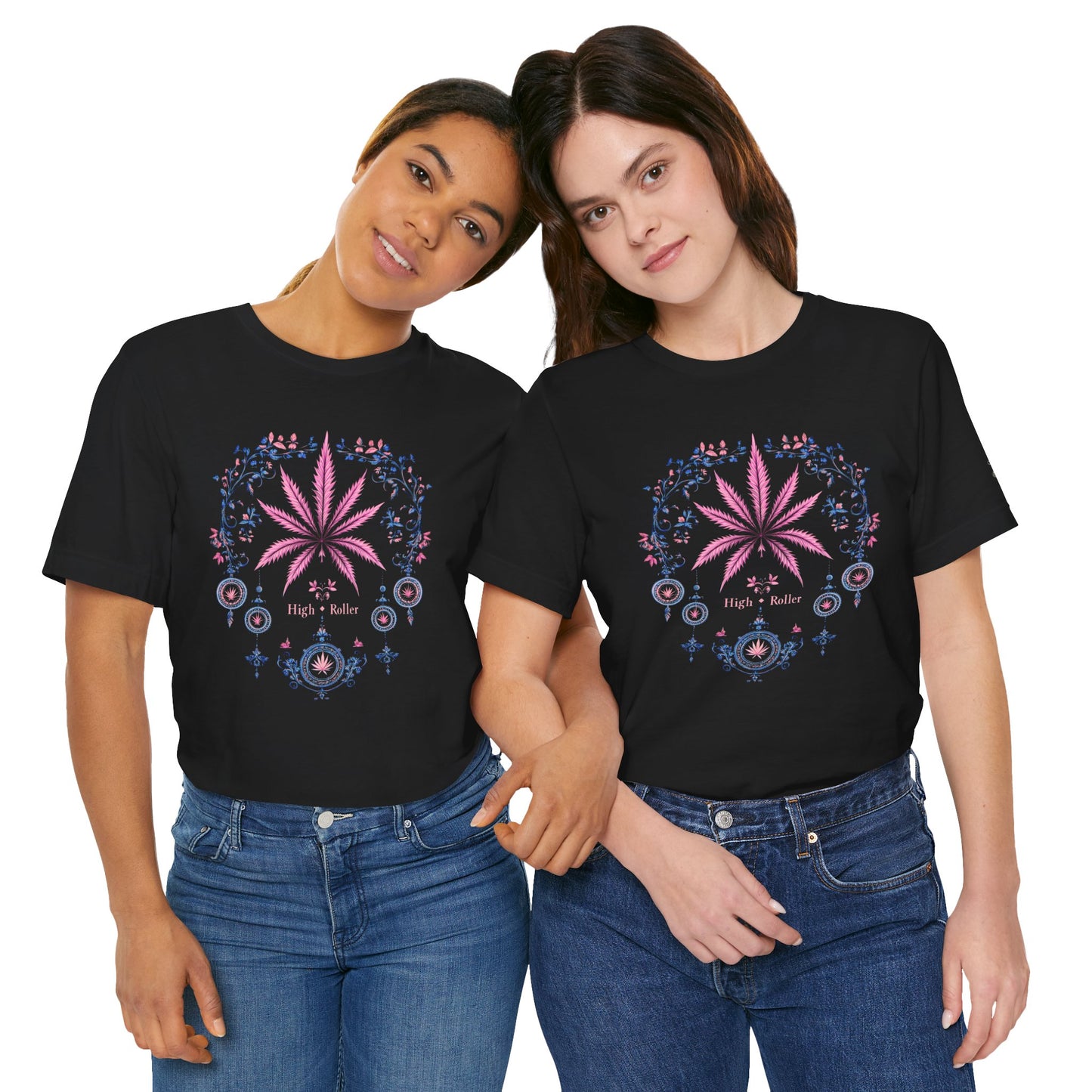 Bohemian Cannabis Mandala Tee - Floral Folk Art Design | High Roller