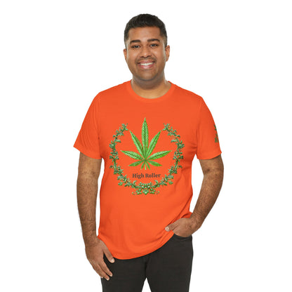 Cannabis Crest Wreath Tee - Botanical Elegance Art Design | High Roller