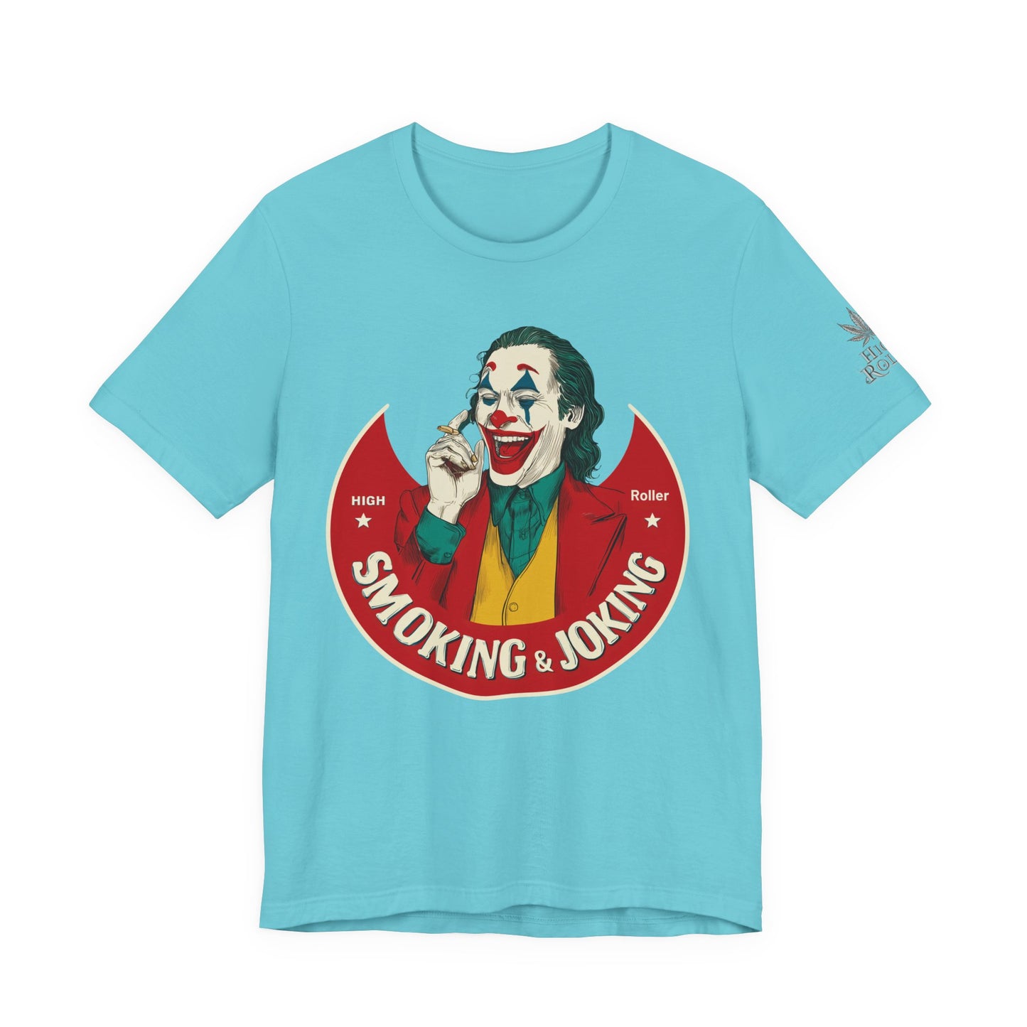 High Roller Villain T-Shirt - Premium Airlume Cotton Cannabis Joker Badge Art Tee