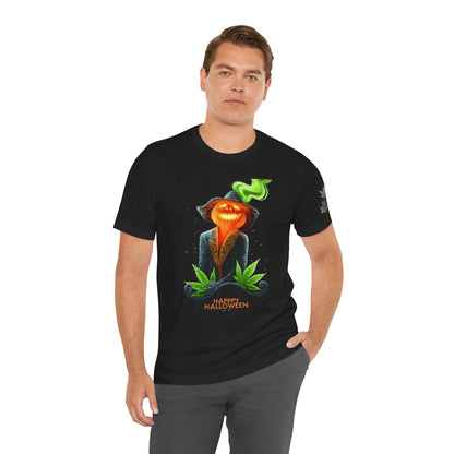 Victorian Pumpkin Gentleman HIGH ROLLER Halloween Cannabis T-Shirt - Premium Jack-o'-Lantern Aristocrat Meditation 420 Apparel