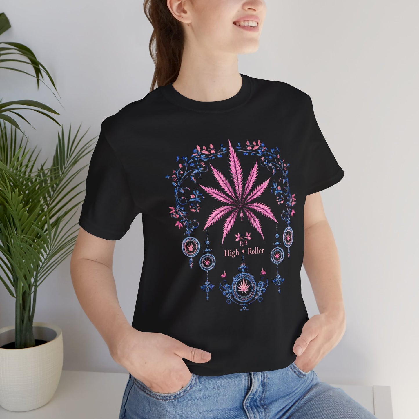 Bohemian Cannabis Mandala Tee - Floral Folk Art Design | High Roller