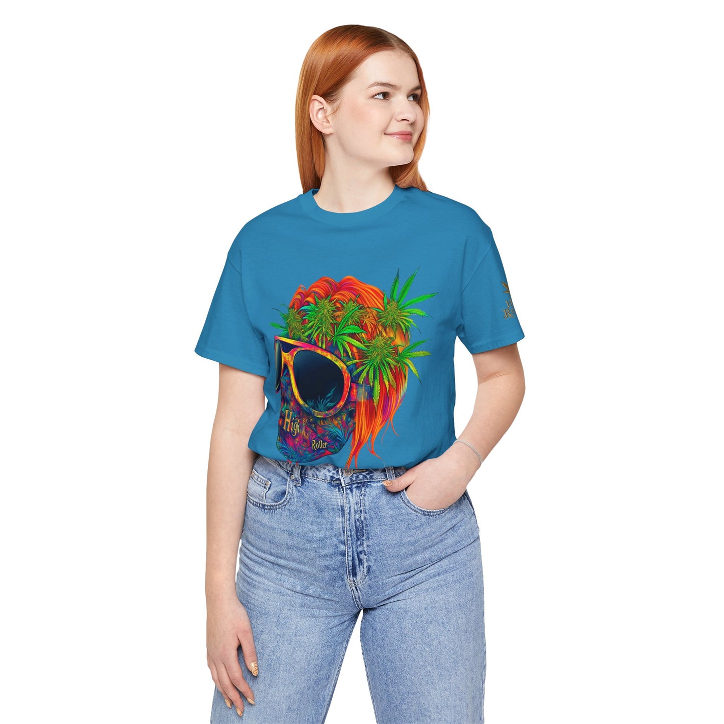 Tropical Cannabis Skull Tee - Paradise Vibes Art Design | High Roller