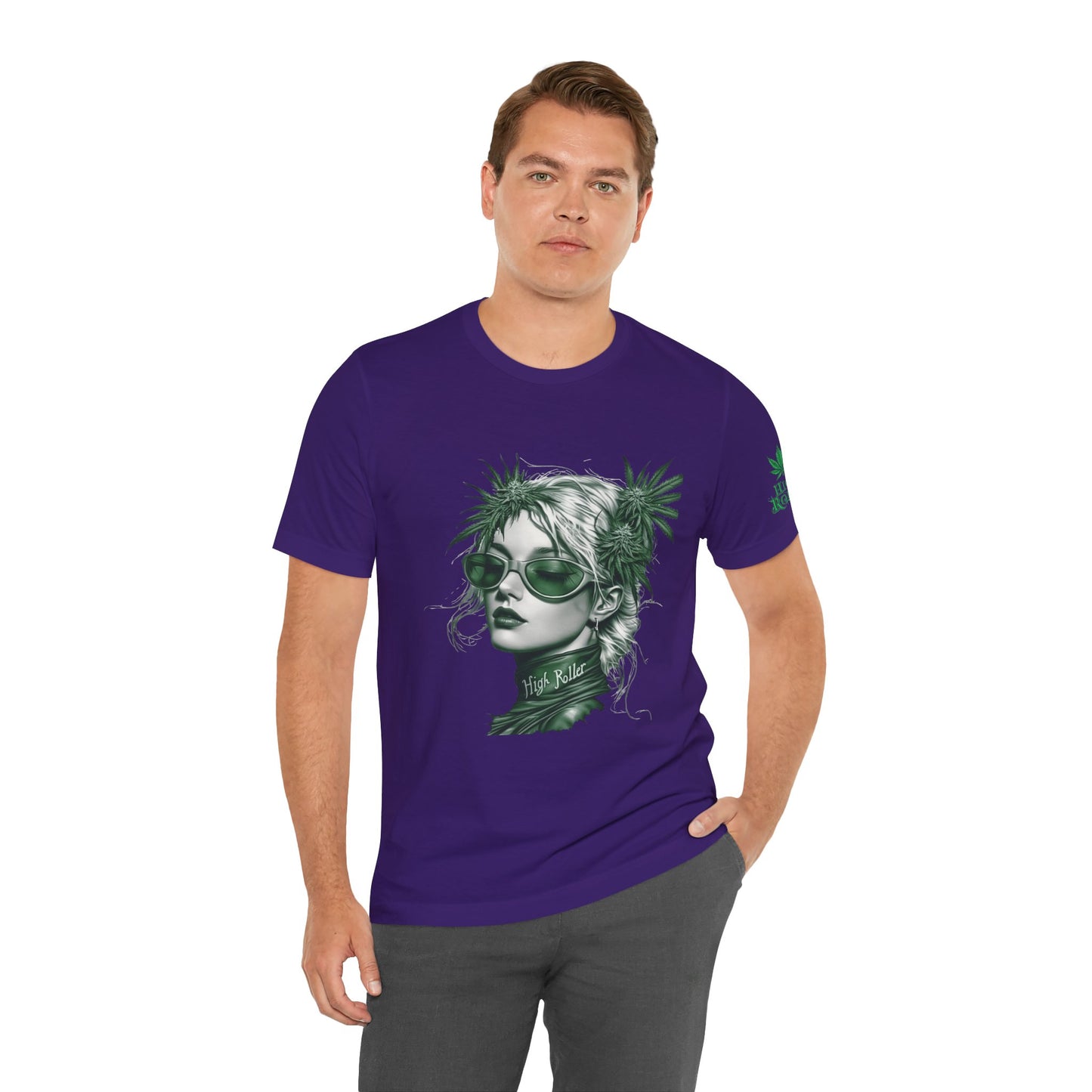 Green Queen T-Shirt - Premium Airlume Cotton Cannabis Crown Portrait Art Tee