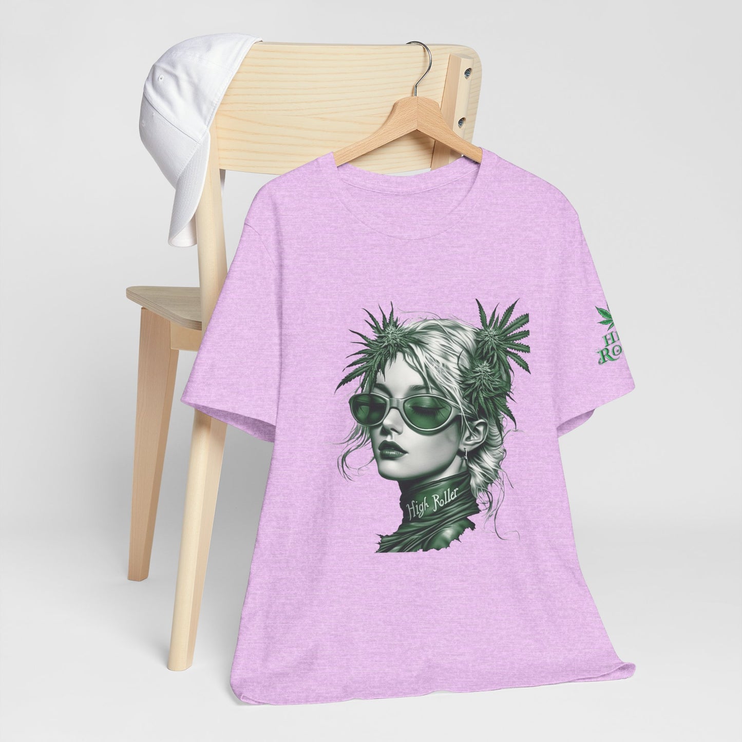 Green Queen T-Shirt - Premium Airlume Cotton Cannabis Crown Portrait Art Tee