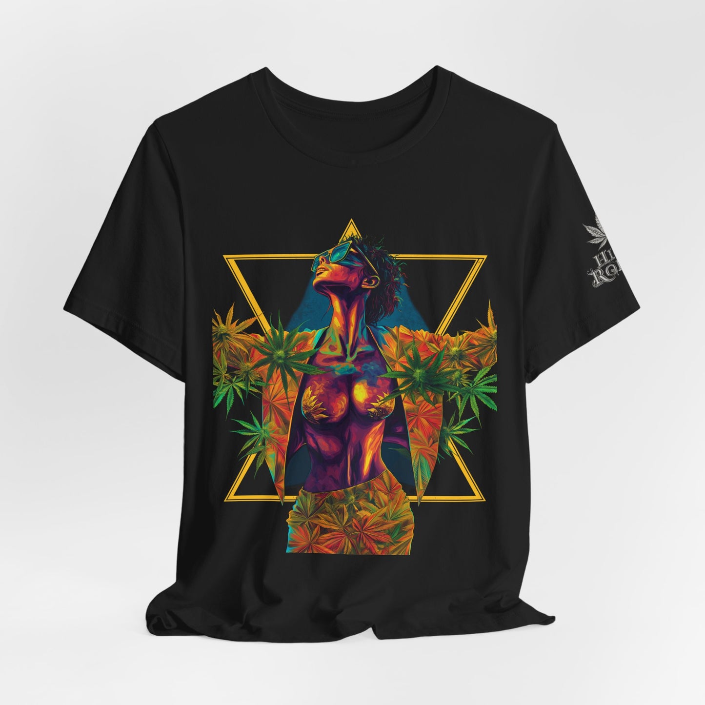 Sacred Geometry Cannabis Goddess Tee - Psychedelic Beauty Art Design | High Roller
