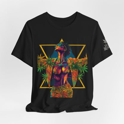 Sacred Geometry Cannabis Goddess Tee - Psychedelic Beauty Art Design | High Roller