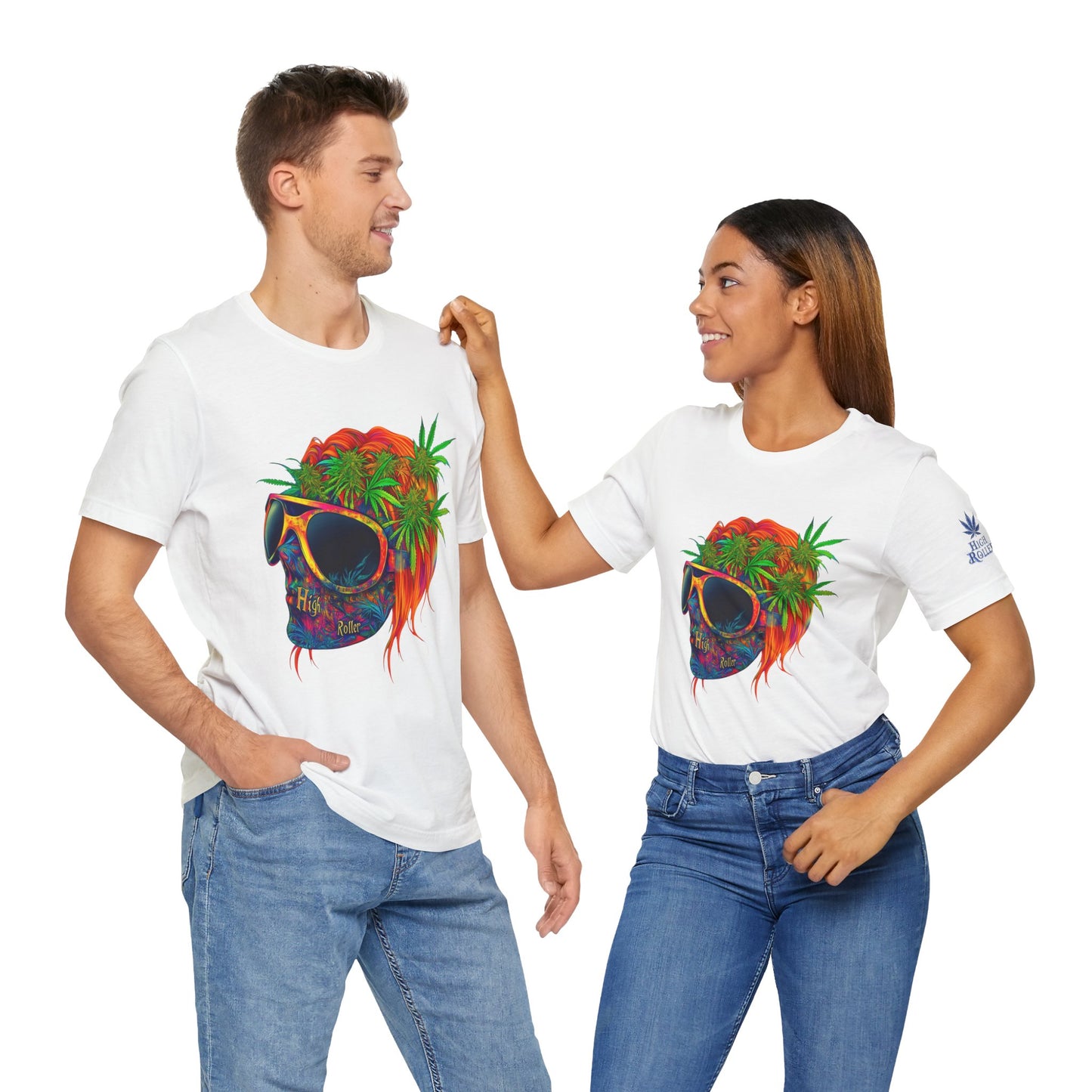 Tropical Cannabis Skull Tee - Paradise Vibes Art Design | High Roller