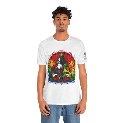 High Roller Sacred Buddha Cannabis T-Shirt - Premium 420 Spiritual Meditation Enlightenment Botanical Artistry Apparel