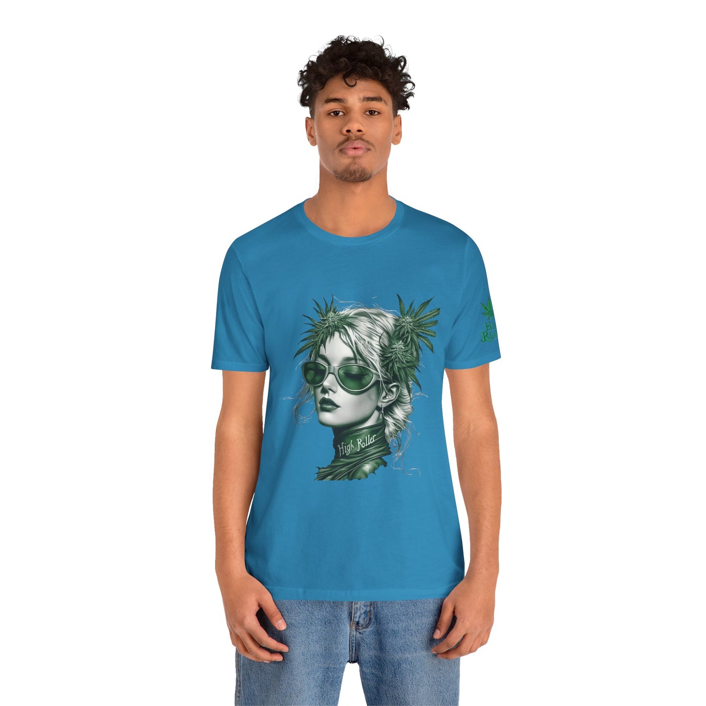 Green Queen T-Shirt - Premium Airlume Cotton Cannabis Crown Portrait Art Tee