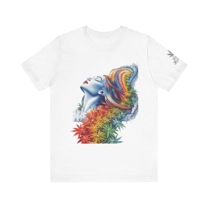 Rainbow Bloom Tee - Premium Airlume Cotton Cannabis Culture Spectrum Goddess Art