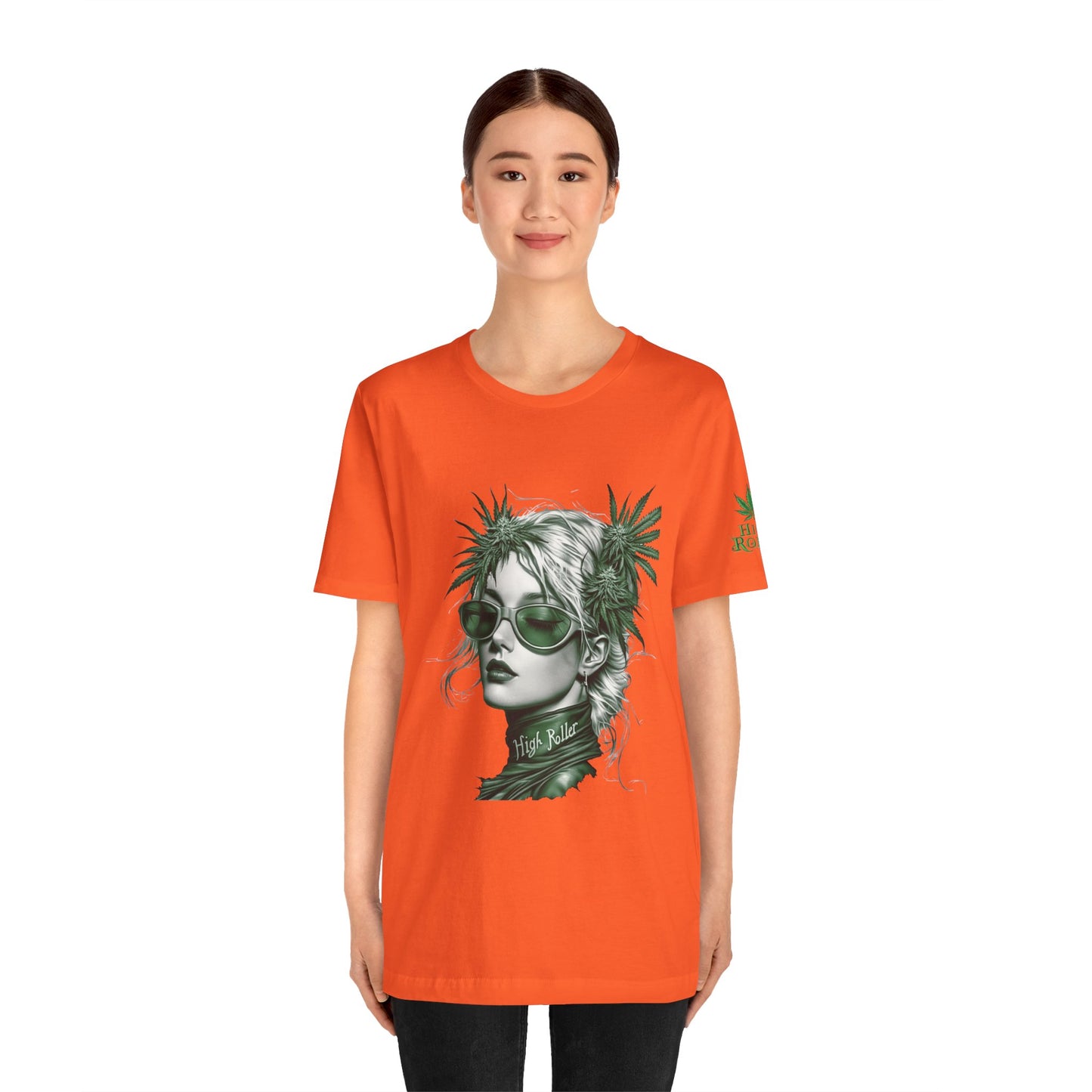 Green Queen T-Shirt - Premium Airlume Cotton Cannabis Crown Portrait Art Tee