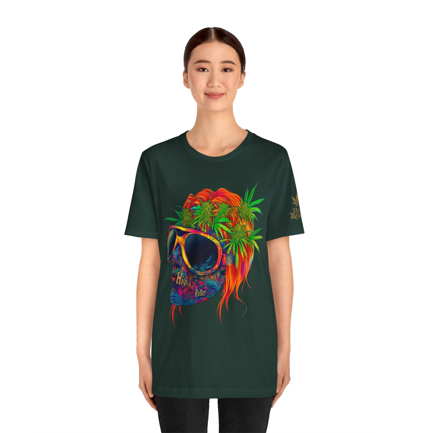 Tropical Cannabis Skull Tee - Paradise Vibes Art Design | High Roller