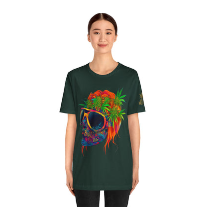 Tropical Cannabis Skull Tee - Paradise Vibes Art Design | High Roller