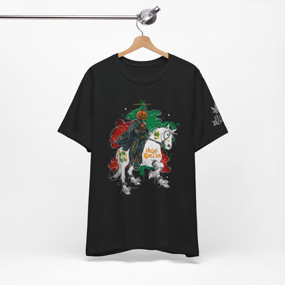 Headless Horseman HIGH ROLLER Halloween Cannabis T-Shirt - Premium Pumpkin Rider Skeletal Steed 420 Apparel
